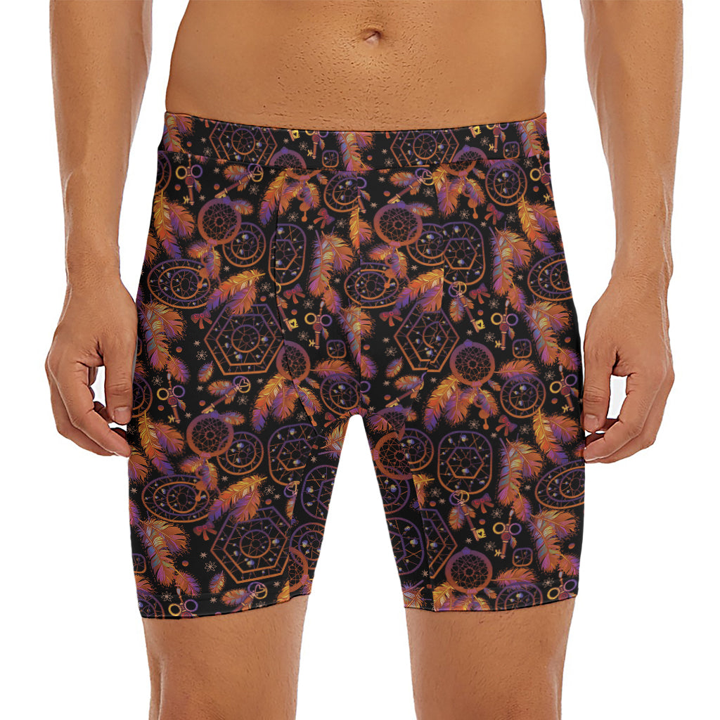 Native Tribal Dream Catcher Print Men's Long Boxer Briefs