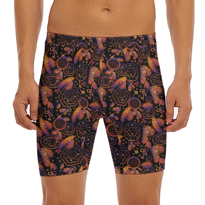 Native Tribal Dream Catcher Print Men's Long Boxer Briefs