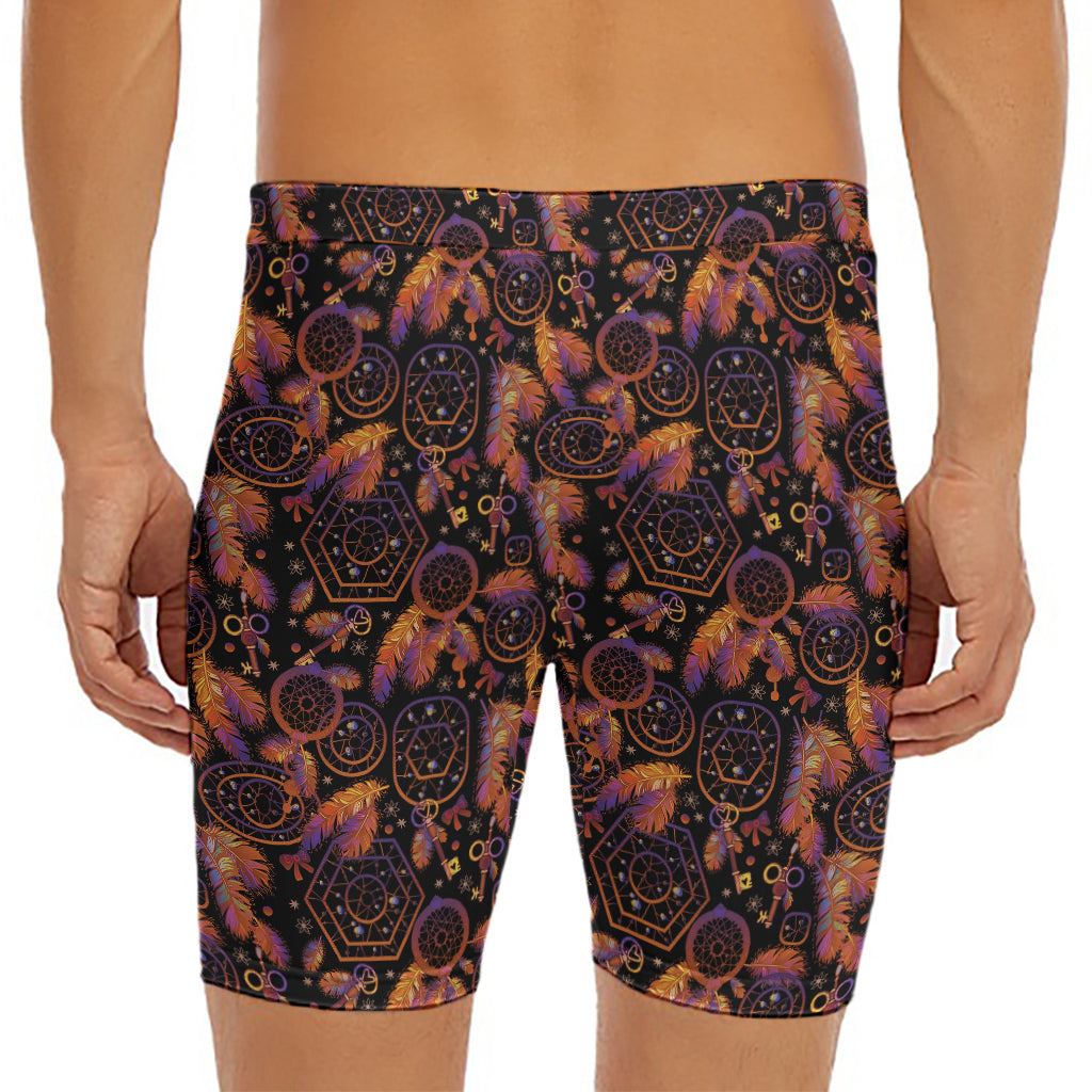 Native Tribal Dream Catcher Print Men's Long Boxer Briefs