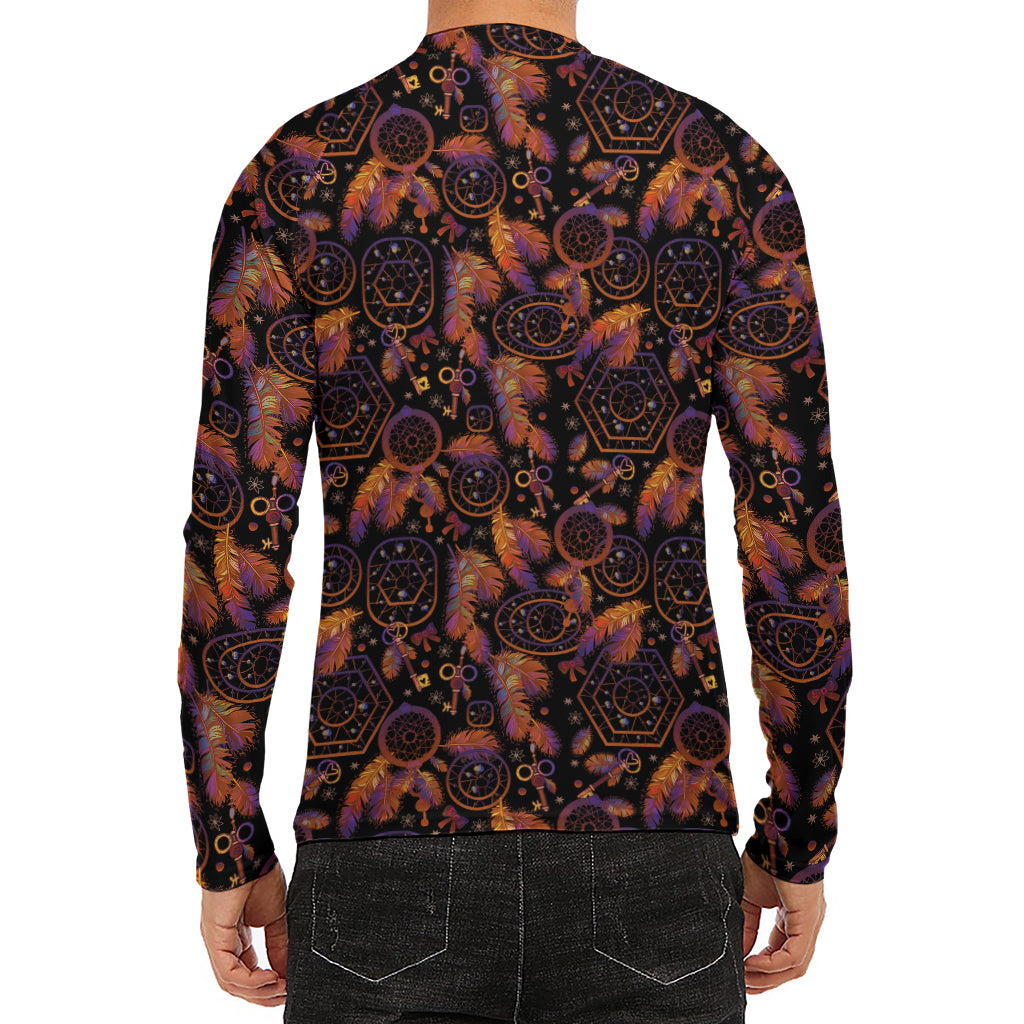 Native Tribal Dream Catcher Print Men's Long Sleeve Rash Guard
