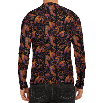 Native Tribal Dream Catcher Print Men's Long Sleeve Rash Guard