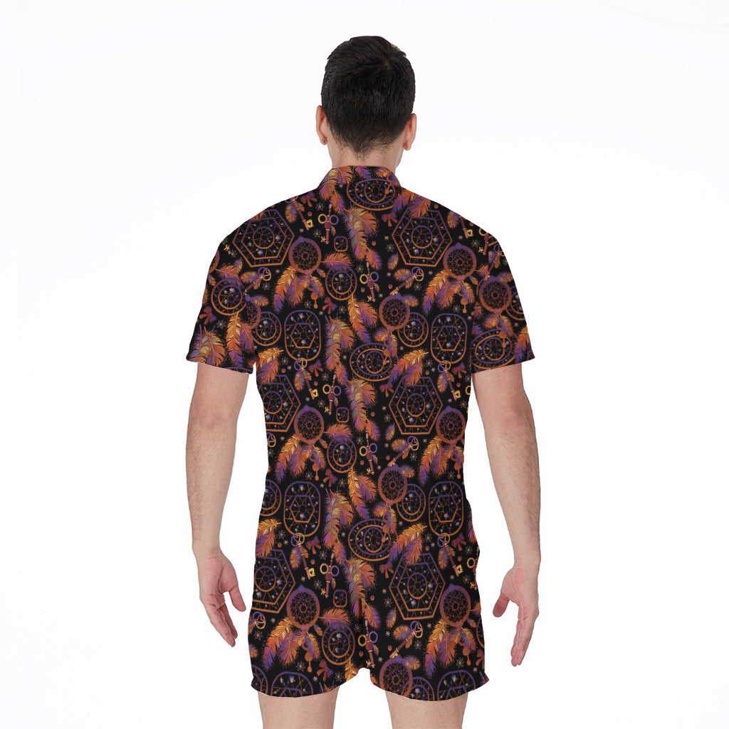 Native Tribal Dream Catcher Print Men's Rompers