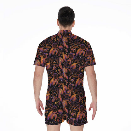 Native Tribal Dream Catcher Print Men's Rompers