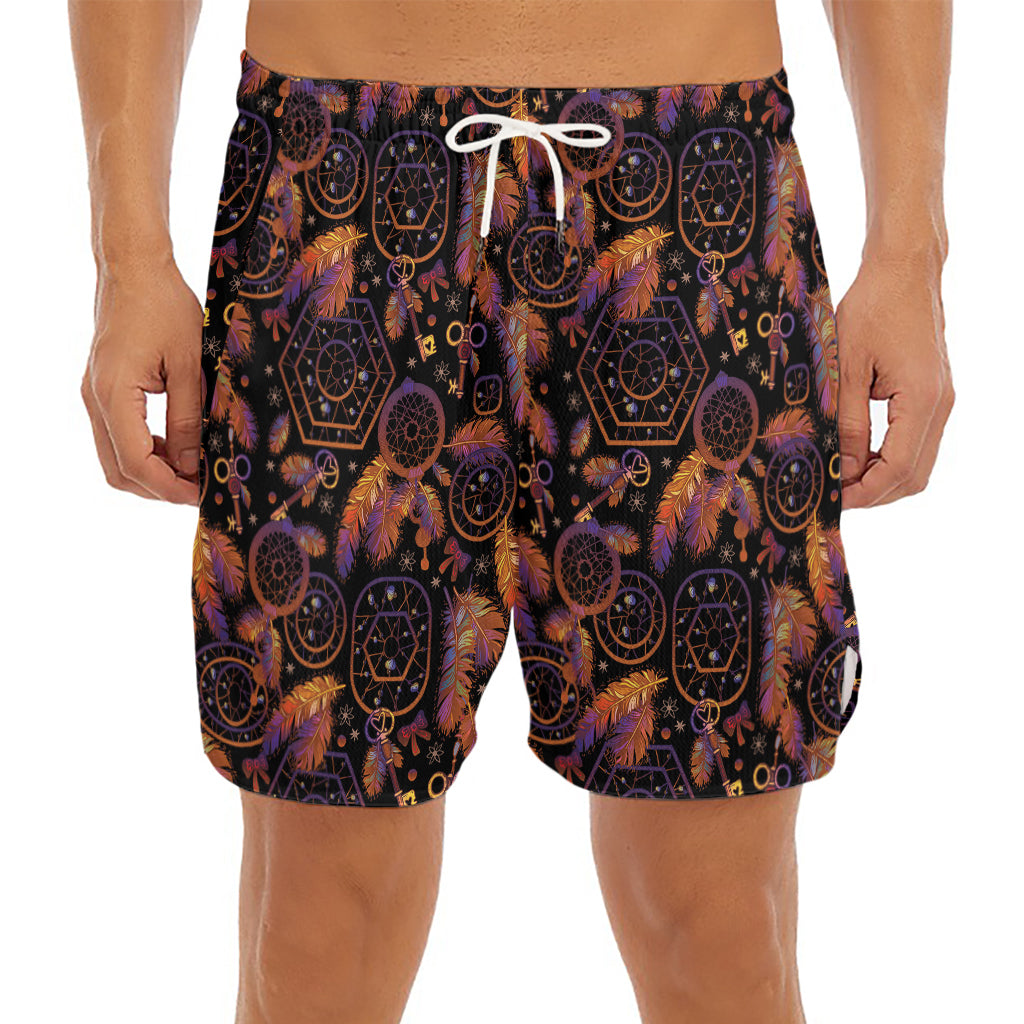 Native Tribal Dream Catcher Print Men's Split Running Shorts