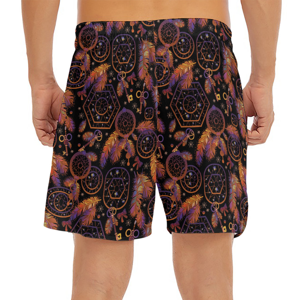 Native Tribal Dream Catcher Print Men's Split Running Shorts