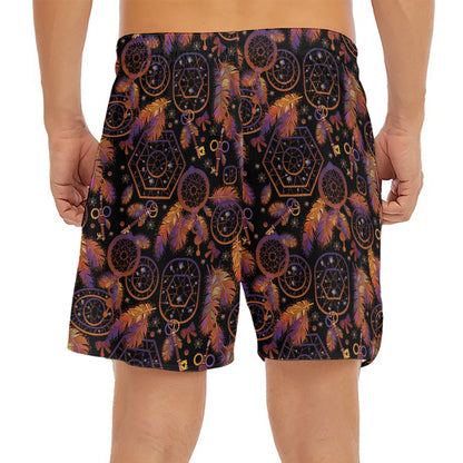 Native Tribal Dream Catcher Print Men's Split Running Shorts