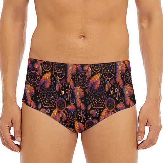 Native Tribal Dream Catcher Print Men's Triangle Swim Briefs