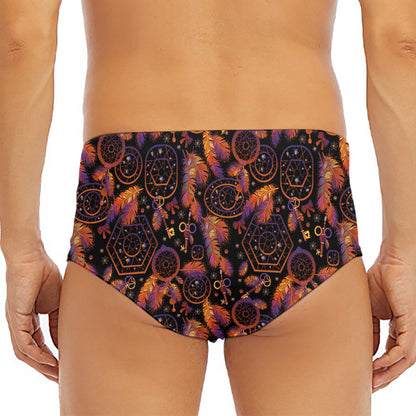 Native Tribal Dream Catcher Print Men's Triangle Swim Briefs