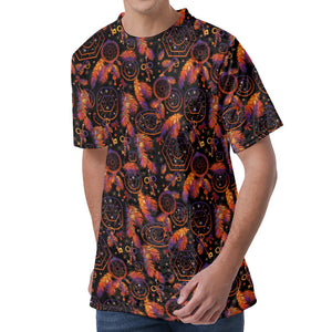 Native Tribal Dream Catcher Print Men's Velvet T-Shirt