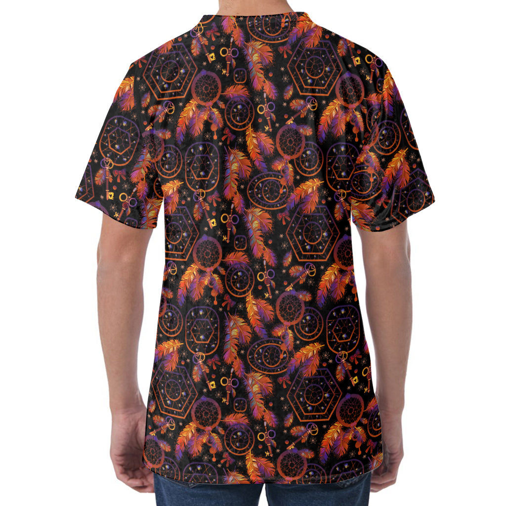 Native Tribal Dream Catcher Print Men's Velvet T-Shirt