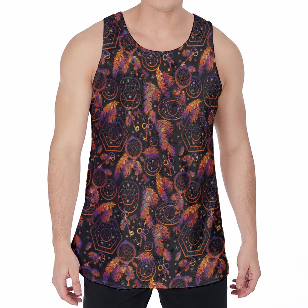 Native Tribal Dream Catcher Print Men's Velvet Tank Top