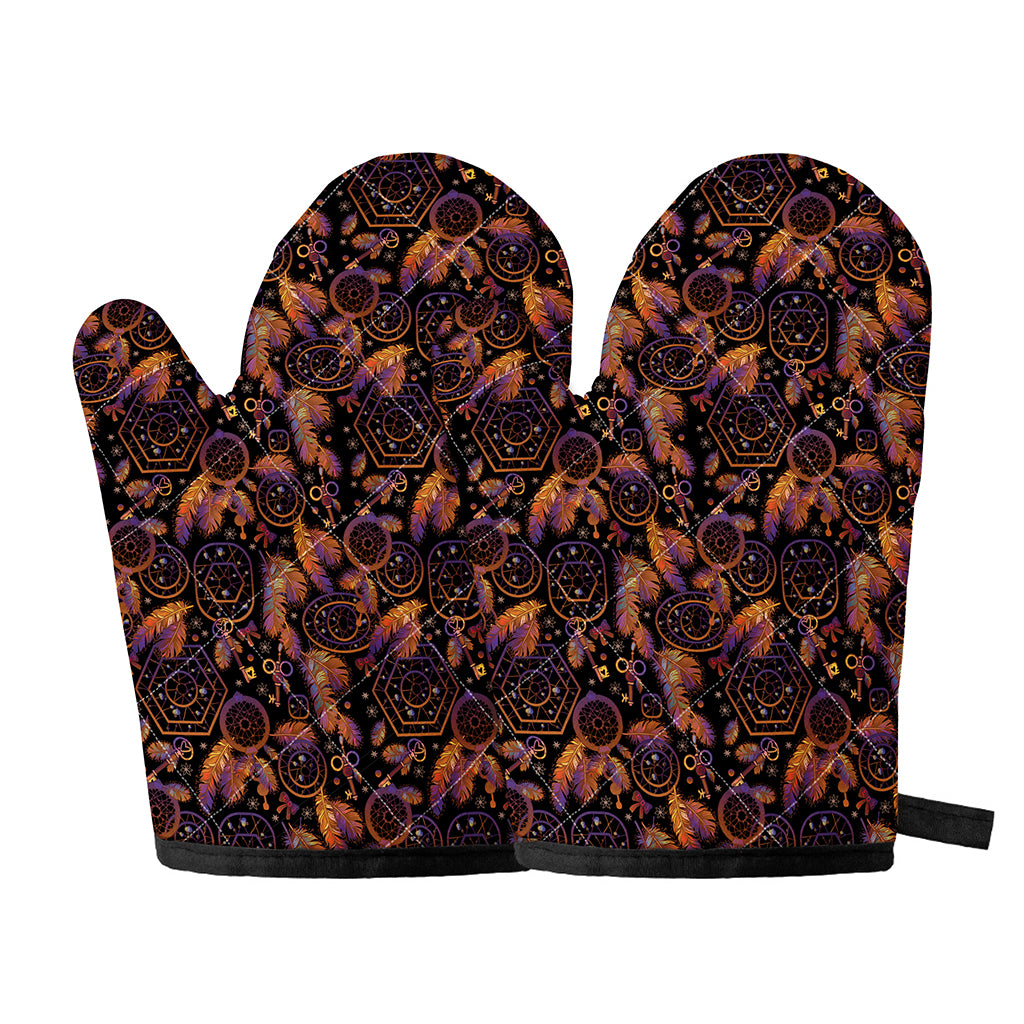 Native Tribal Dream Catcher Print Oven Mitts