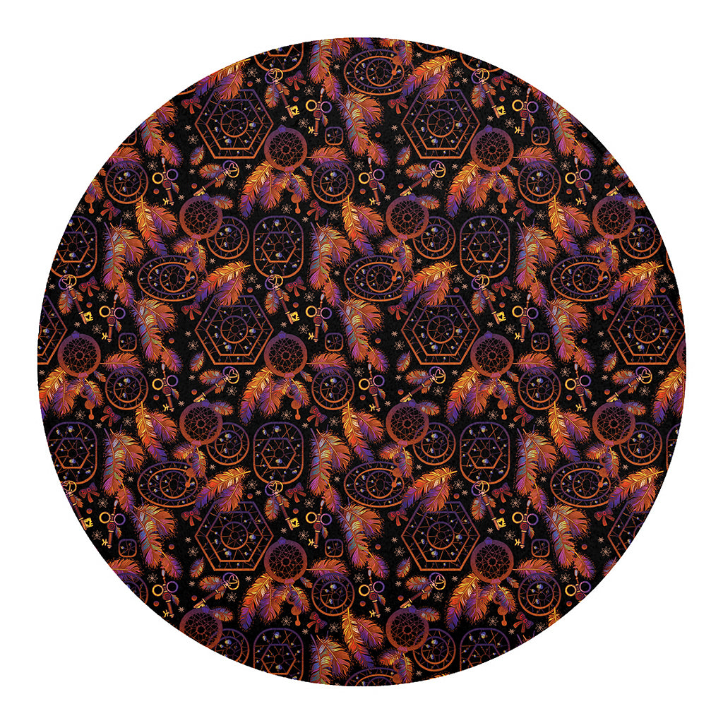 Native Tribal Dream Catcher Print Round Blanket