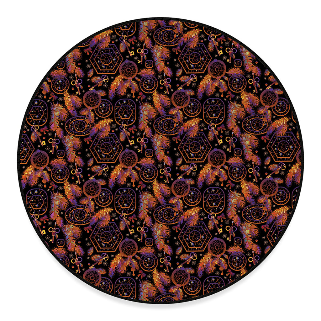 Native Tribal Dream Catcher Print Round Floor Mat