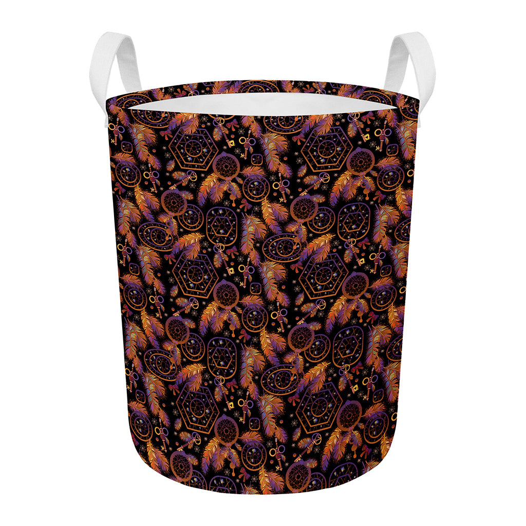 Native Tribal Dream Catcher Print Round Laundry Basket