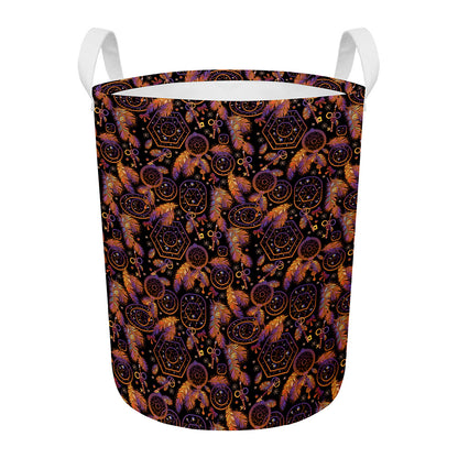 Native Tribal Dream Catcher Print Round Laundry Basket