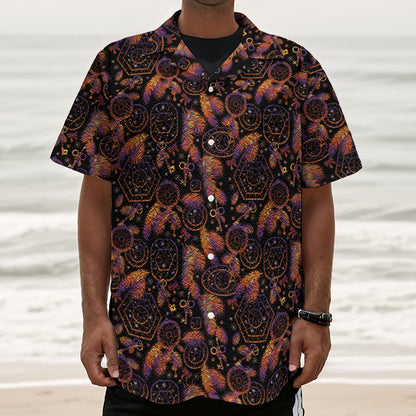 Native Tribal Dream Catcher Print Textured Short Sleeve Shirt