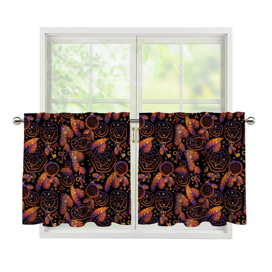 Native Tribal Dream Catcher Print Tier Curtains