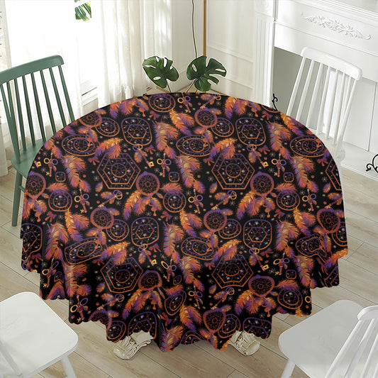 Native Tribal Dream Catcher Print Waterproof Round Tablecloth