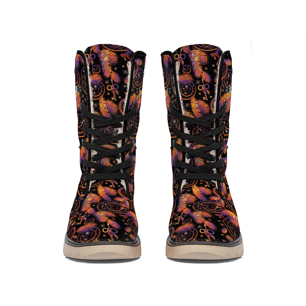 Native Tribal Dream Catcher Print Winter Boots
