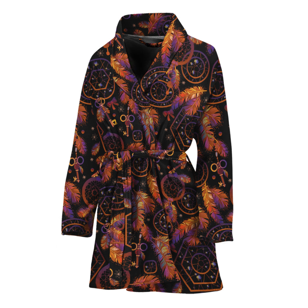 Native Tribal Dream Catcher Print Women's Bathrobe