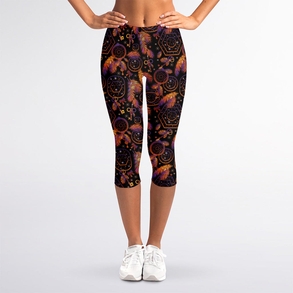 Native Tribal Dream Catcher Print Women's Capri Leggings