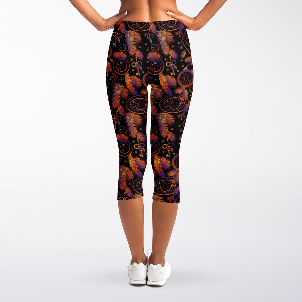 Native Tribal Dream Catcher Print Women's Capri Leggings