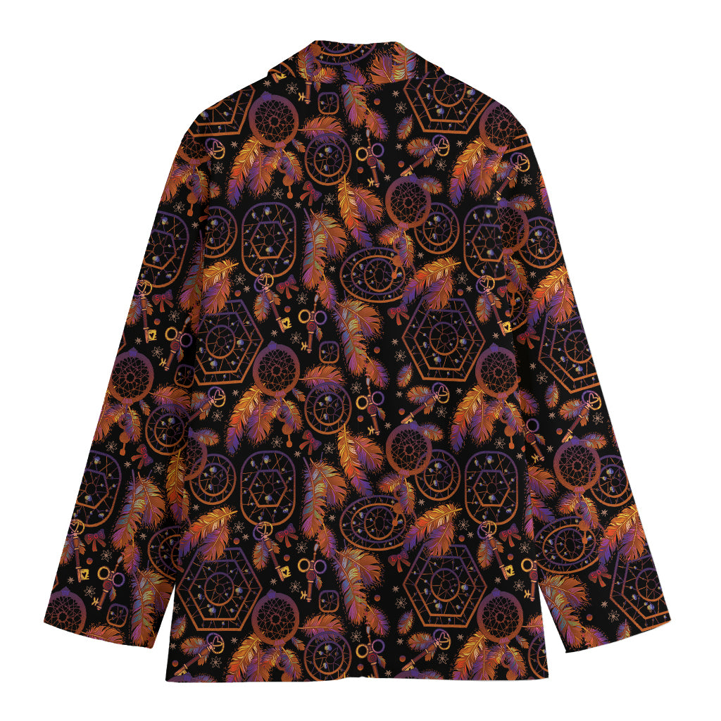 Native Tribal Dream Catcher Print Women's Cotton Blazer