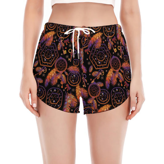 Native Tribal Dream Catcher Print Women's Split Running Shorts