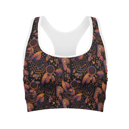 Native Tribal Dream Catcher Print Women's Sports Bra
