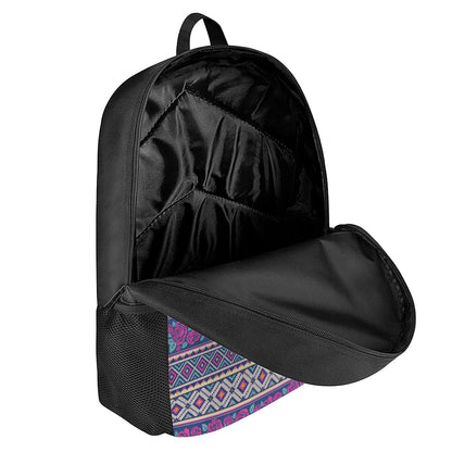 Native Tribal Ethnic Rose Pattern Print 17 Inch Backpack