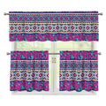 Native Tribal Ethnic Rose Pattern Print 3 Piece Kitchen Curtains