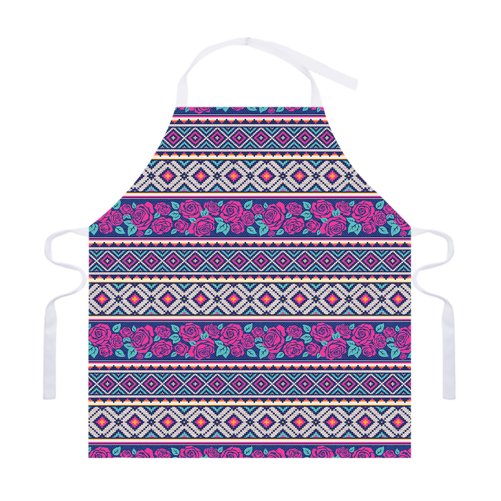 Native Tribal Ethnic Rose Pattern Print Adjustable Apron