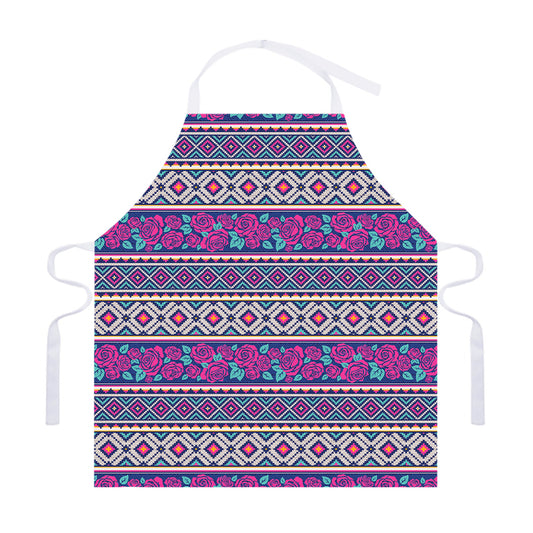 Native Tribal Ethnic Rose Pattern Print Adjustable Apron
