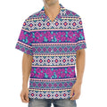 Native Tribal Ethnic Rose Pattern Print Aloha Shirt