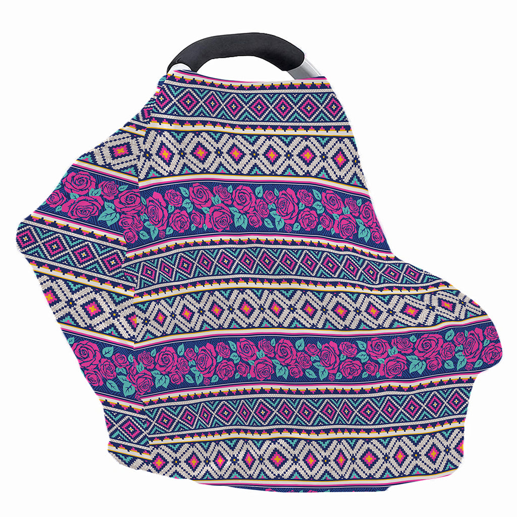 Native Tribal Ethnic Rose Pattern Print Baby Seat Cover