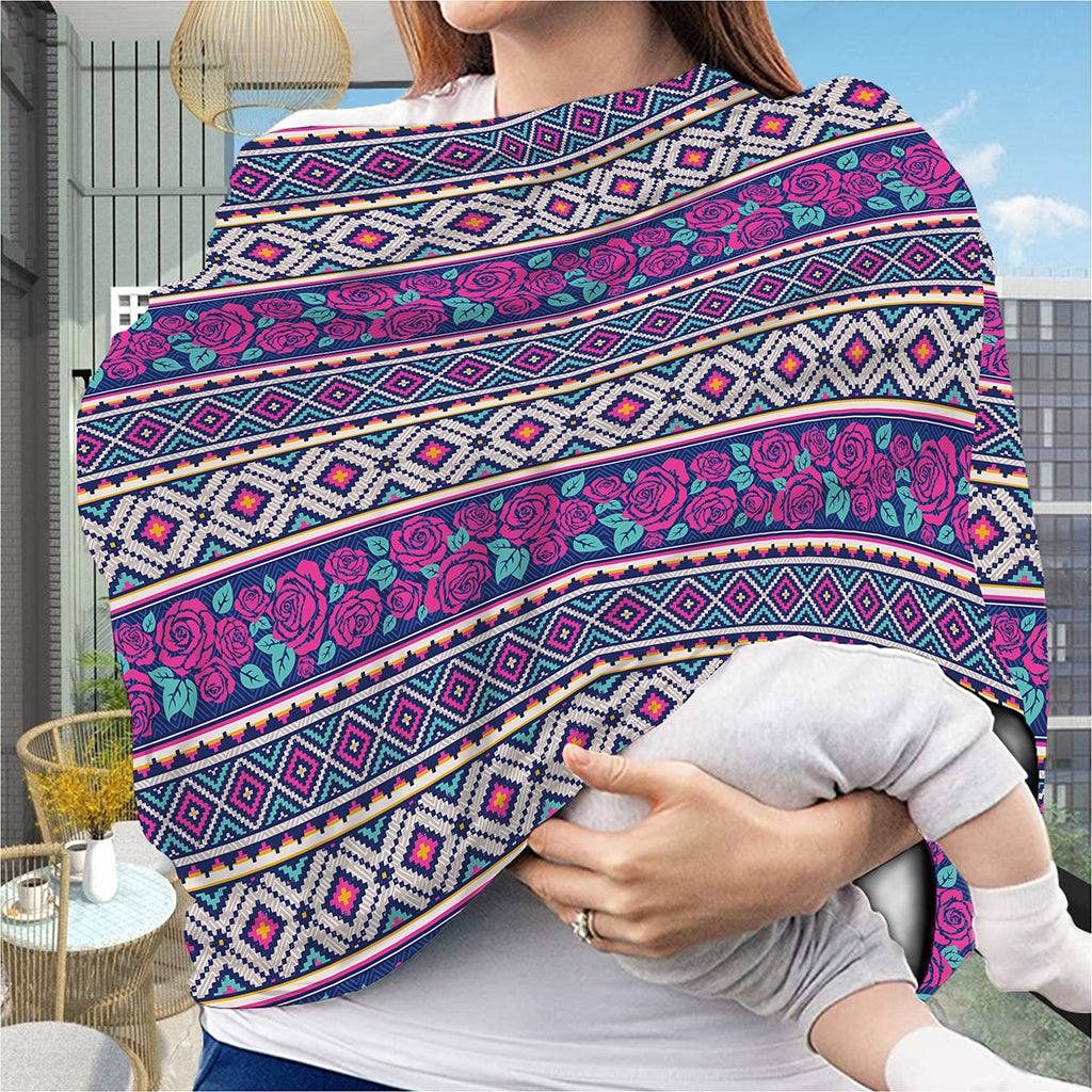 Native Tribal Ethnic Rose Pattern Print Baby Seat Cover