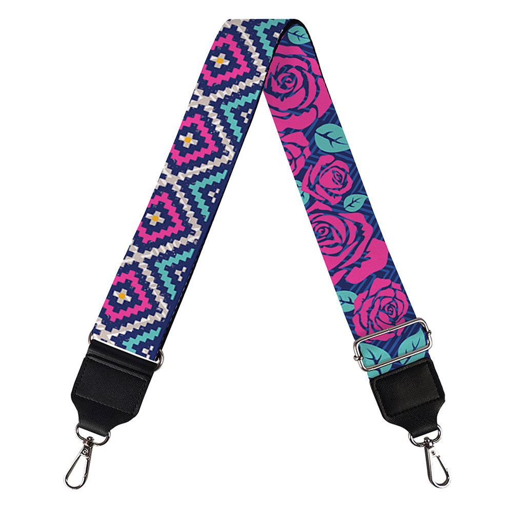 Native Tribal Ethnic Rose Pattern Print Bag Strap