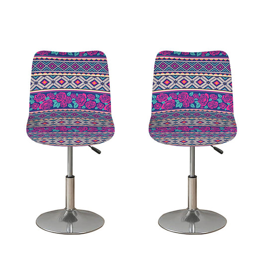 Native Tribal Ethnic Rose Pattern Print Bar Stool Covers