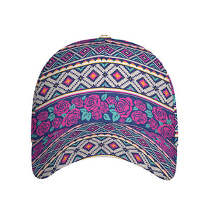 Native Tribal Ethnic Rose Pattern Print Baseball Cap