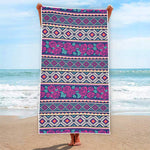 Native Tribal Ethnic Rose Pattern Print Beach Towel