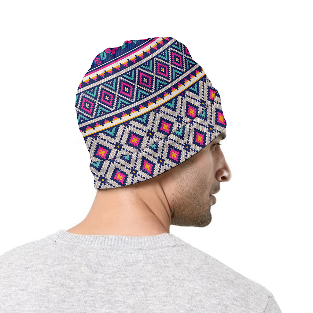 Native Tribal Ethnic Rose Pattern Print Beanie