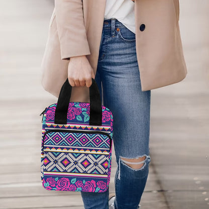 Native Tribal Ethnic Rose Pattern Print Bible Tote Bag