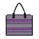 Native Tribal Ethnic Rose Pattern Print Canvas Tote Bag