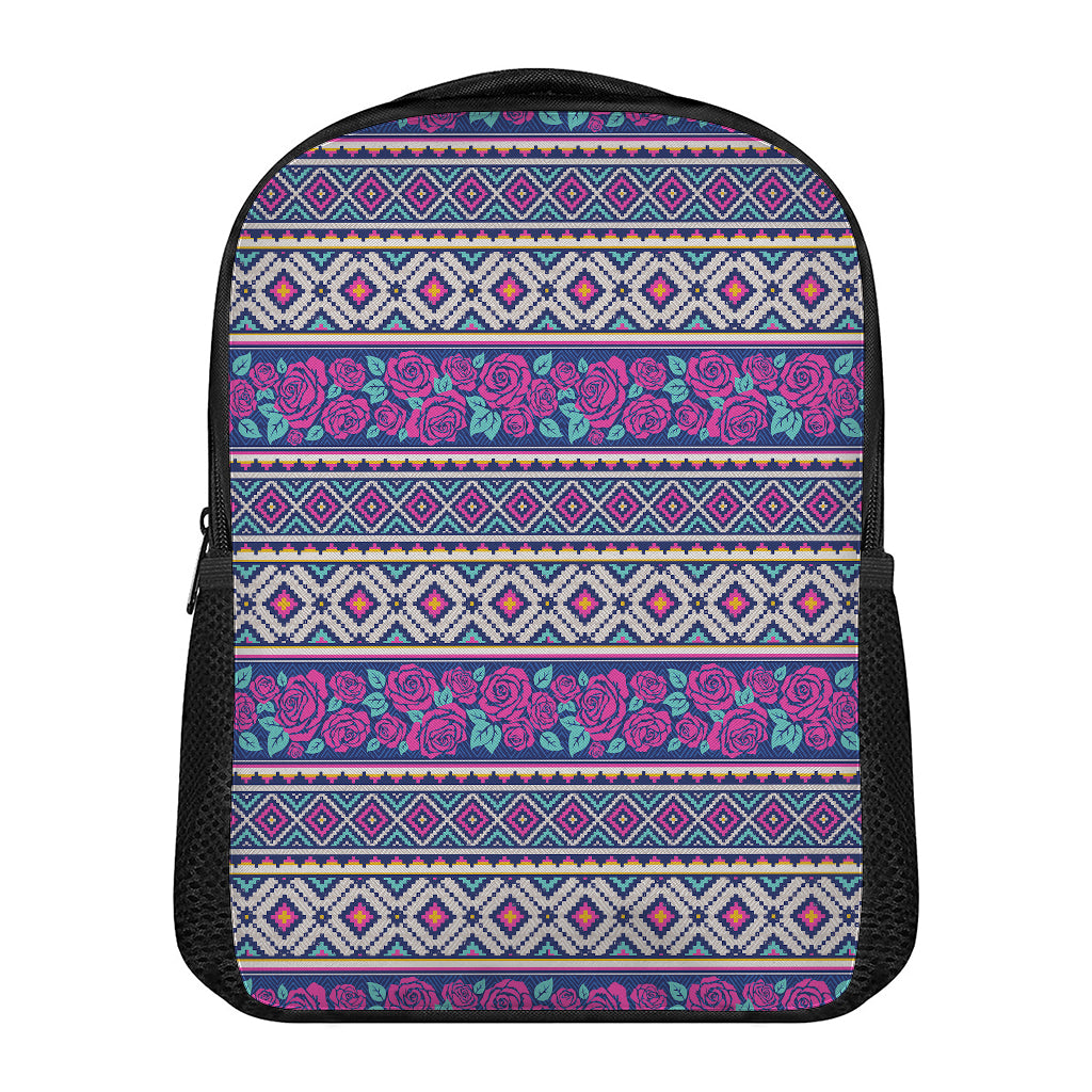 Native Tribal Ethnic Rose Pattern Print Casual Backpack