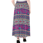 Native Tribal Ethnic Rose Pattern Print Chiffon Maxi Skirt