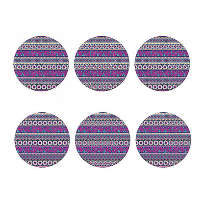 Native Tribal Ethnic Rose Pattern Print Coaster Set