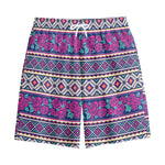 Native Tribal Ethnic Rose Pattern Print Cotton Shorts