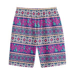 Native Tribal Ethnic Rose Pattern Print Cotton Shorts