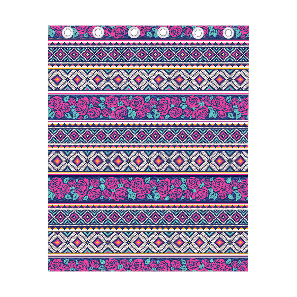 Native Tribal Ethnic Rose Pattern Print Curtain